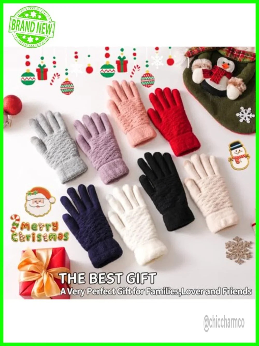 Women's Winter Warm Touch Screen Gloves Thermal Cable Knit Wool Fleece Lined